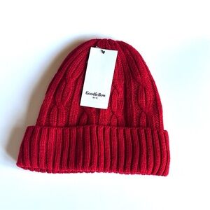Goodfellow & Co Deep Red Fleece-Lined Cable Knit Beanie Winter Hat